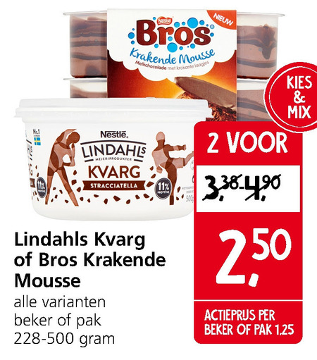 Bros   chocolademousse, kwark folder aanbieding bij  Jan Linders - details