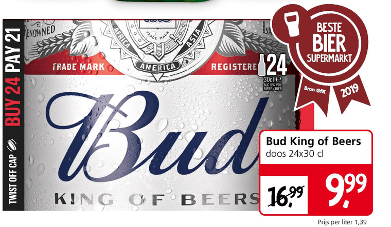 Bud   krat bier folder aanbieding bij  Jan Linders - details