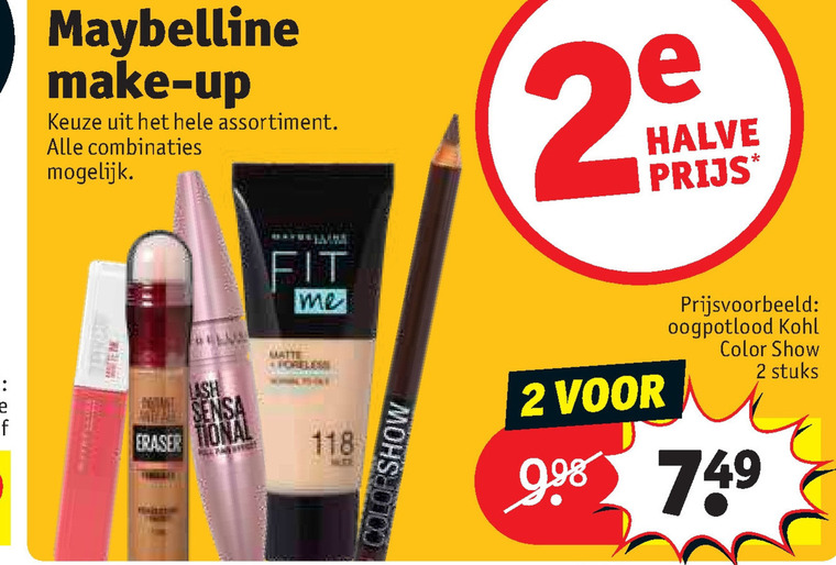 Maybelline foundation, lipstick folder aanbieding bij Kruidvat details