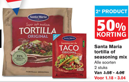 Santa Maria   maaltijdmix, tortilla folder aanbieding bij  Hoogvliet - details