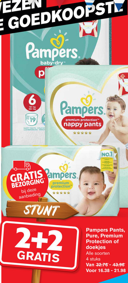 Pampers   billendoekjes, luiers folder aanbieding bij  Hoogvliet - details