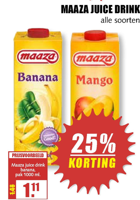 Maaza   fruitdrank folder aanbieding bij  MCD Supermarkt Basis - details