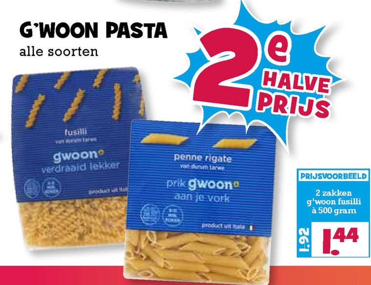 Gwoon   pasta, fusilli folder aanbieding bij  Boons Markt - details