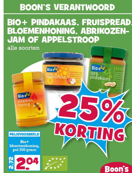 Bio Plus   appelstroop, pindakaas folder aanbieding bij  Boons Markt - details