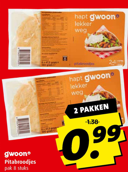 Gwoon   pitabroodjes folder aanbieding bij  Boni - details