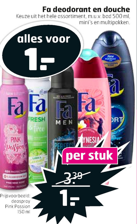 Fa   deodorant, douchegel folder aanbieding bij  Trekpleister - details