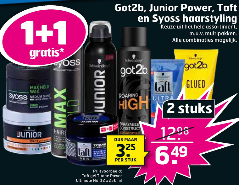 Got2B   haargel, hairspray folder aanbieding bij  Trekpleister - details