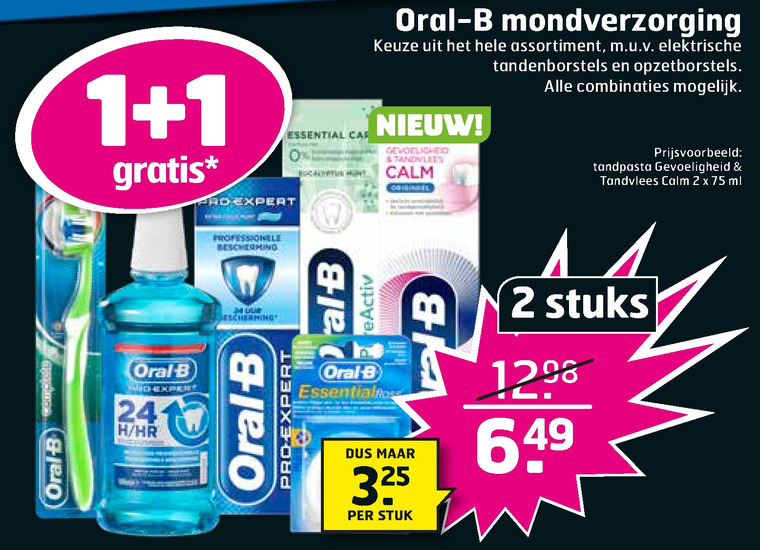 Oral-B   mondwater, tandpasta folder aanbieding bij  Trekpleister - details