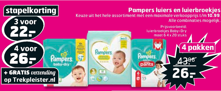 Pampers   luiers, luierbroekjes folder aanbieding bij  Trekpleister - details