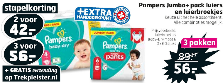 Pampers   luierbroekjes, luiers folder aanbieding bij  Trekpleister - details