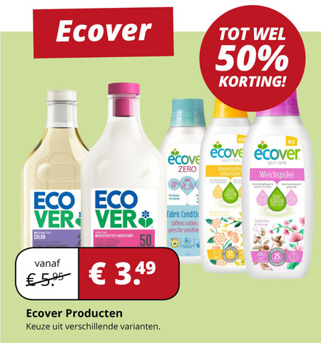 Ecover   wasverzachter, wasmiddel folder aanbieding bij  Voordeeldrogisterij.nl - details