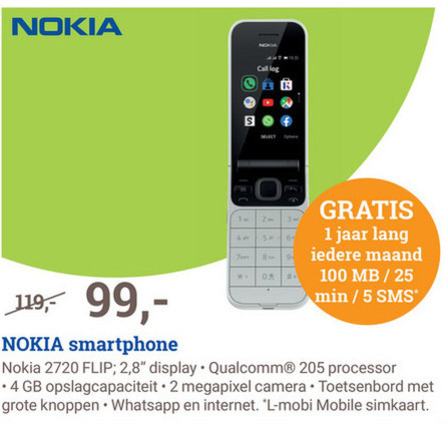 Nokia   simlock vrije mobieltje folder aanbieding bij  BCC - details