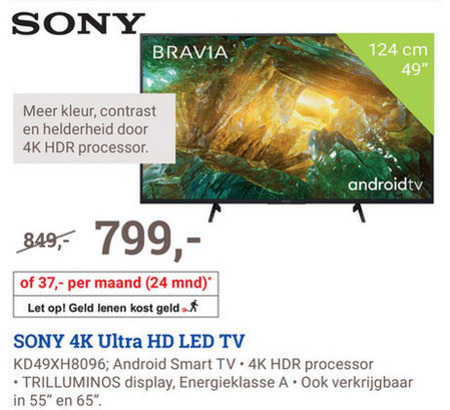 Sony   4k ultrahd televisies folder aanbieding bij  BCC - details