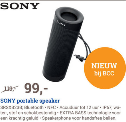 Sony   portable speakerset folder aanbieding bij  BCC - details