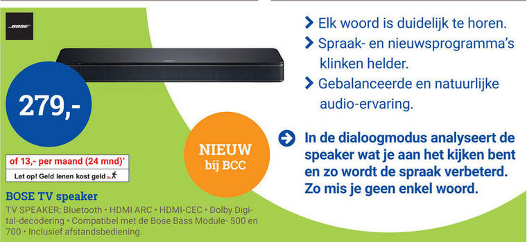 Bose   soundbar folder aanbieding bij  BCC - details