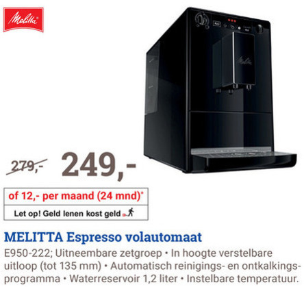 Melitta   espressoapparaat folder aanbieding bij  BCC - details