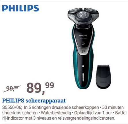 Philips   elektrisch scheerapparaat folder aanbieding bij  BCC - details