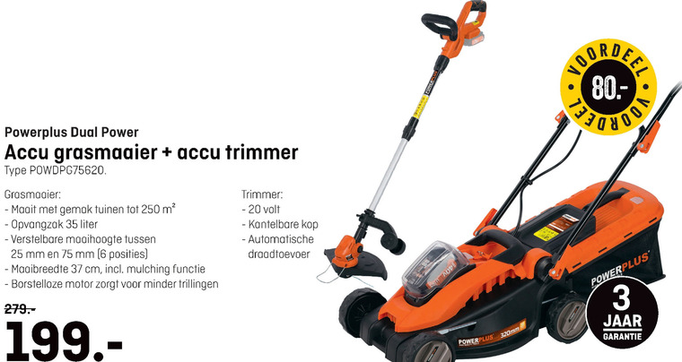 powerplus   strimmer, accugrasmaaier folder aanbieding bij  Hubo - details