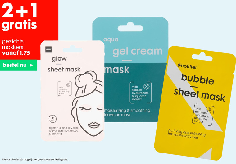 Hema huismerk   gezichtsmasker folder aanbieding bij  Hema - details