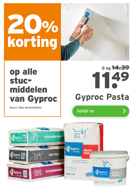 Gyproc   stucpasta folder aanbieding bij  Gamma - details