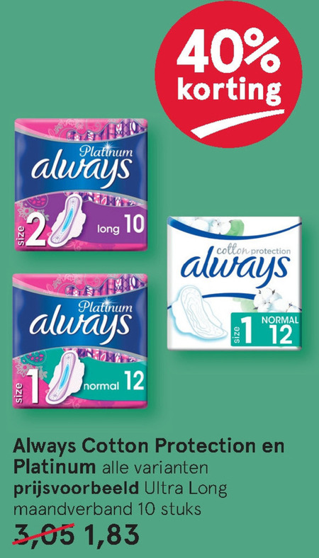 Always   maandverband, inlegkruisjes folder aanbieding bij  Etos - details