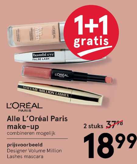 L Oreal   oogschaduw, lipstick folder aanbieding bij  Etos - details