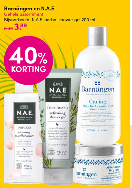 N.A.E.   douchegel, bodylotion folder aanbieding bij  DA - details