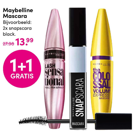 Maybelline   mascara folder aanbieding bij  DA - details