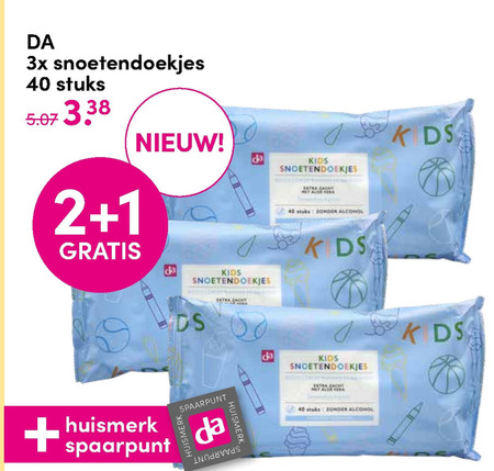 DA Huismerk   gezichtsdoekjes folder aanbieding bij  DA - details