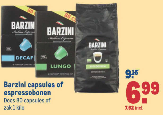 Barzini   koffiecups, koffiebonen folder aanbieding bij  Makro - details