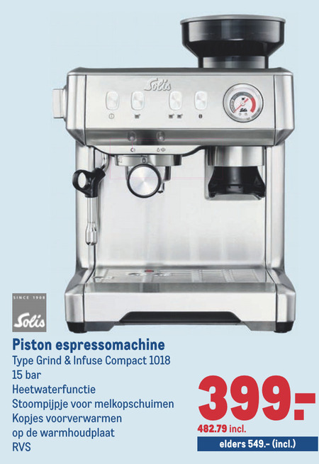 Solis   espressoapparaat folder aanbieding bij  Makro - details