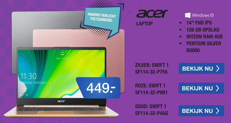 Acer   notebook folder aanbieding bij  Electroworld - details