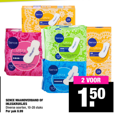 Sence   maandverband, inlegkruisjes folder aanbieding bij  Big Bazar - details