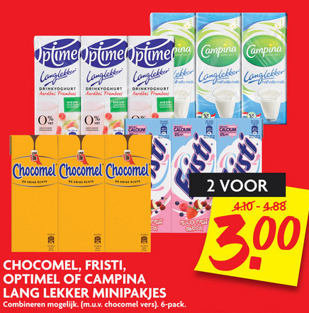 Optimel   drinkyoghurt, chocolademelk folder aanbieding bij  Dekamarkt - details