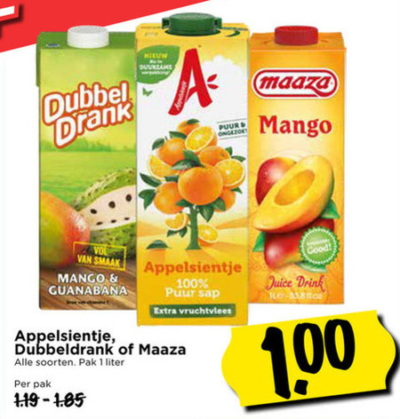 Dubbeldrank   fruitdrank folder aanbieding bij  Vomar - details