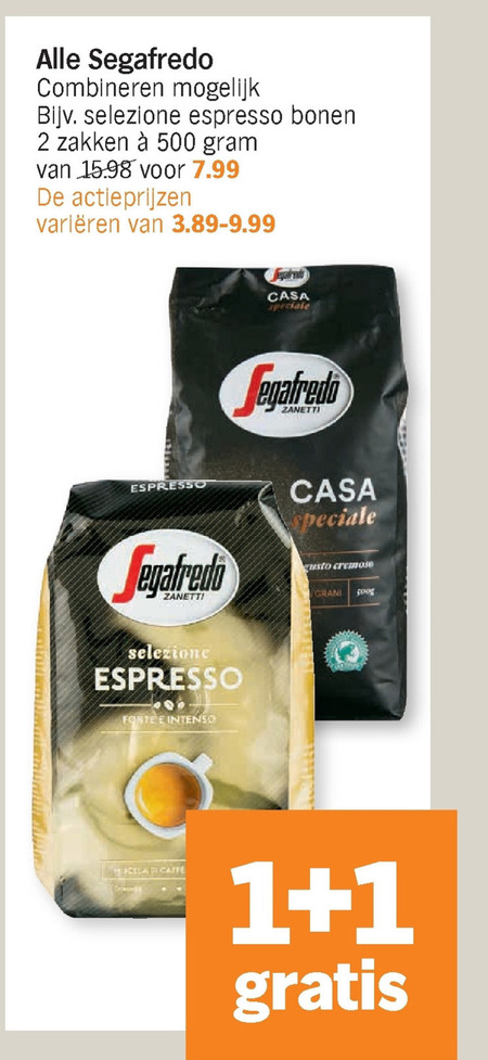 Segafredo   koffiebonen, koffie folder aanbieding bij  Albert Heijn - details