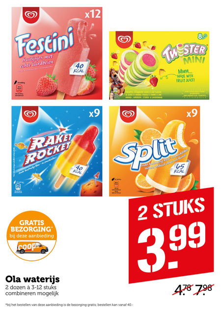 Ola   ijslollies, waterijs folder aanbieding bij  Coop - details