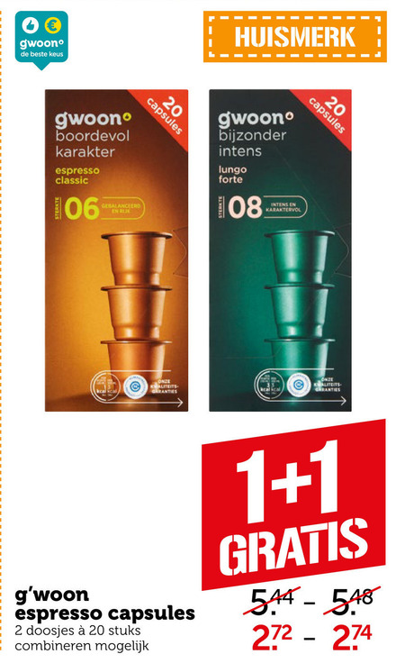 Gwoon   koffiecups folder aanbieding bij  Coop - details