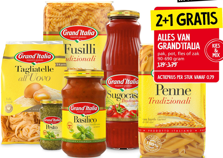 Grand Italia   tagliatelle, pesto folder aanbieding bij  Jan Linders - details