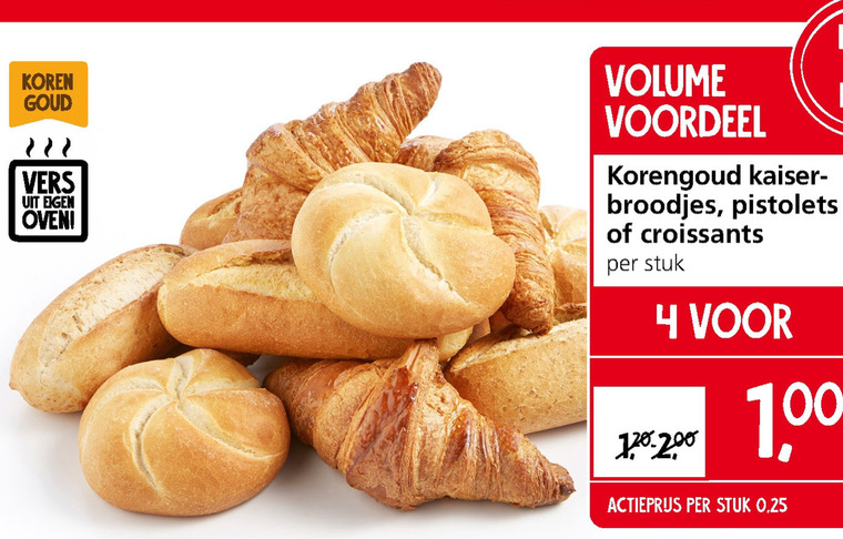 Korengoud   pistolet, croissant folder aanbieding bij  Jan Linders - details