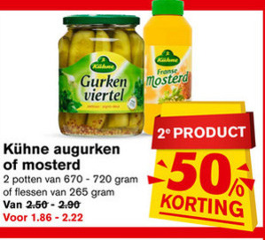 Kuhne   mosterd, augurken folder aanbieding bij  Hoogvliet - details
