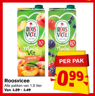 Roosvicee   fruitdrank folder aanbieding bij  Hoogvliet - details