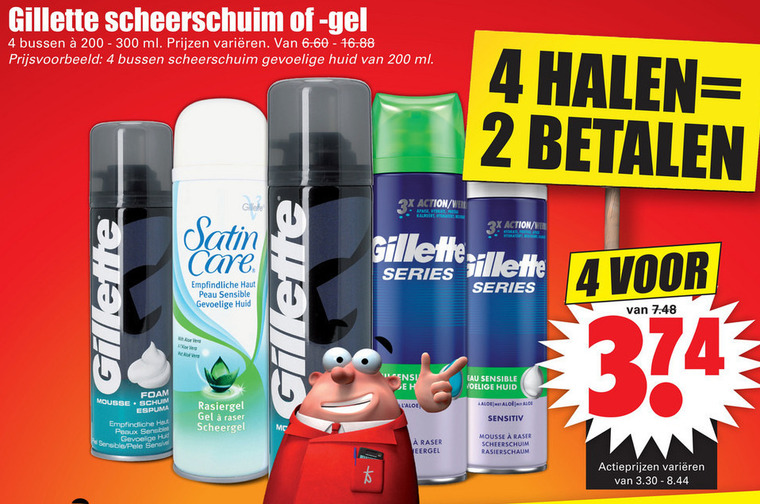 Gillette   scheerschuim, scheergel folder aanbieding bij  Dirk - details