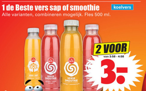 1 De Beste   fruitsmoothie, vruchtensap folder aanbieding bij  Dirk - details