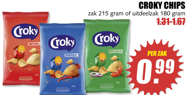 Croky   chips folder aanbieding bij  MCD Supermarkt Basis - details