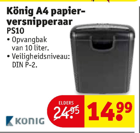 Konig   papiervernietiger folder aanbieding bij  Kruidvat - details