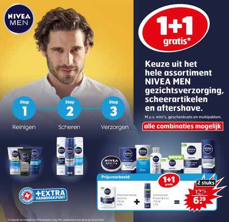 Nivea   heren gezichtsverzorging, scheerschuim folder aanbieding bij  Trekpleister - details