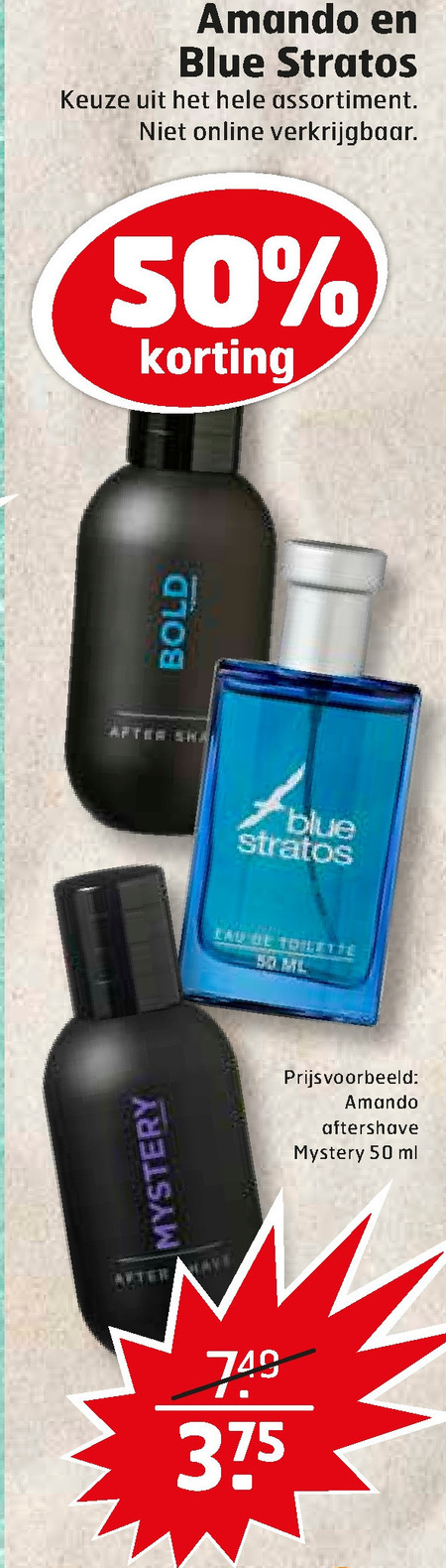 Blue Stratos   eau de toilette, aftershave folder aanbieding bij  Trekpleister - details