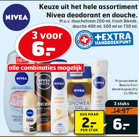 Nivea   deodorant, douchegel folder aanbieding bij  Trekpleister - details