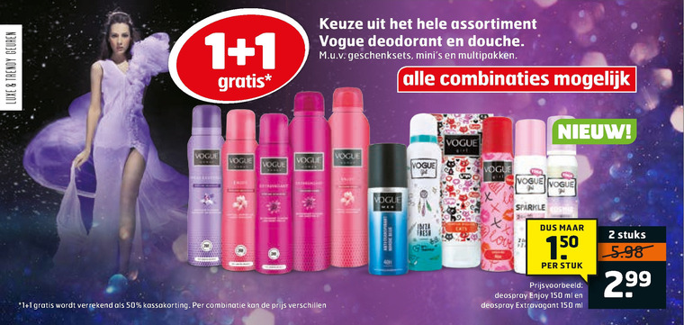 Vogue   douchegel, deodorant folder aanbieding bij  Trekpleister - details